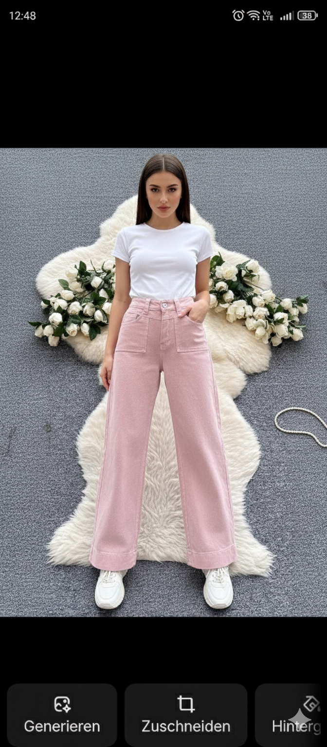 Rosé-Weitbein-Cordhose