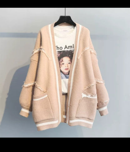 Lässige Strickjacke mit Fransendetails