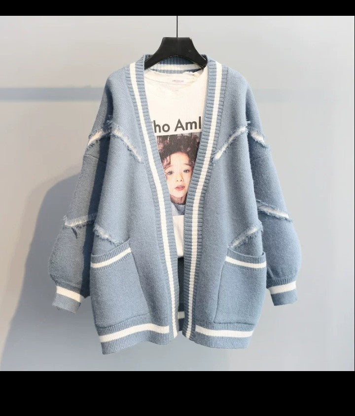 Lässige Strickjacke mit Fransendetails