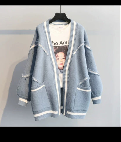 Lässige Strickjacke mit Fransendetails