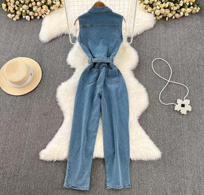 Jeans-Overall mit Taillengürtel