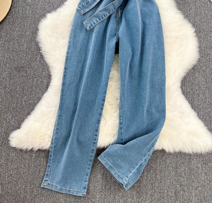 Jeans-Overall mit Taillengürtel