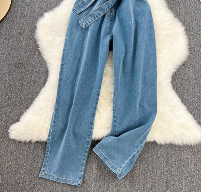 Jeans-Overall mit Taillengürtel