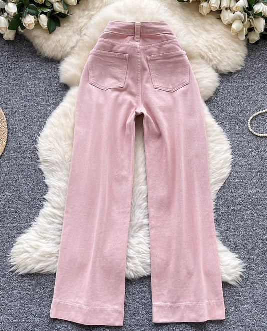 Rosé-Weitbein-Cordhose