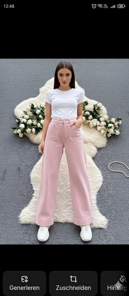 Rosé-Weitbein-Cordhose