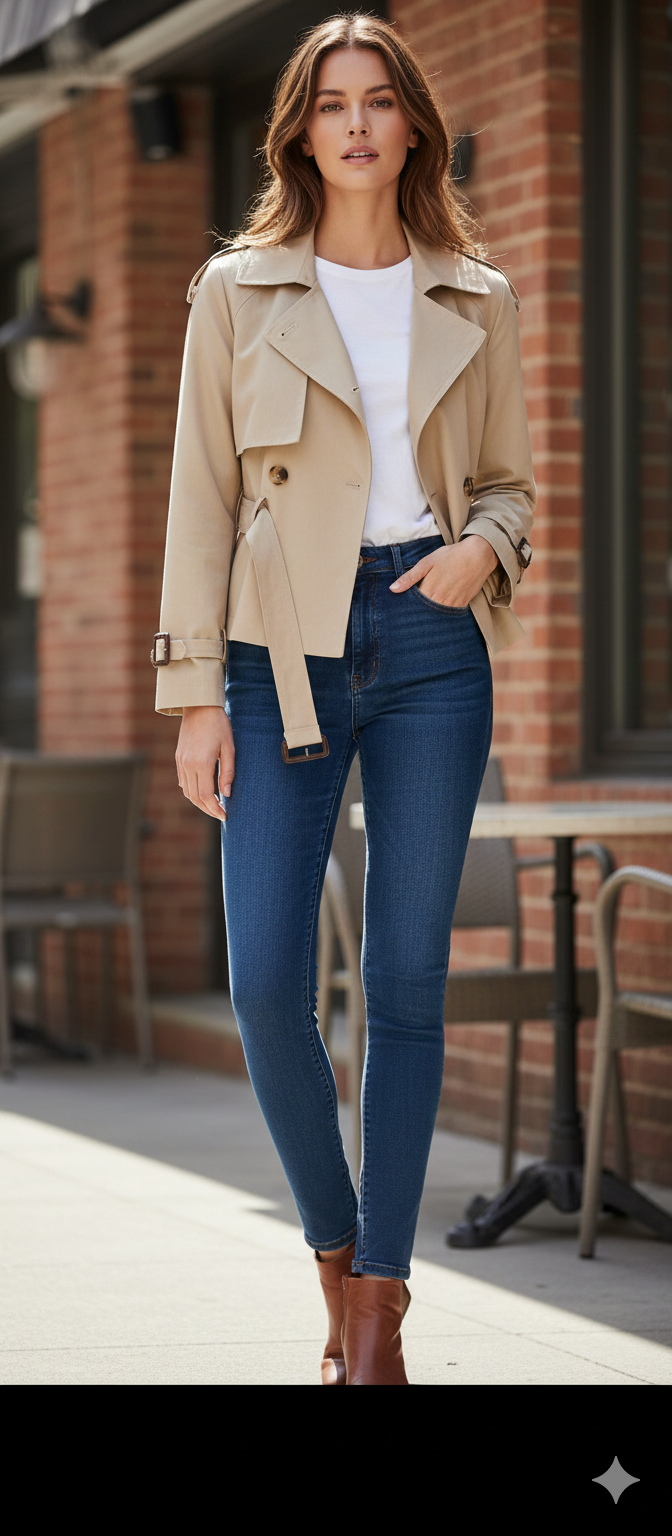 Taillierte Übergangsjacke mit Gürtel