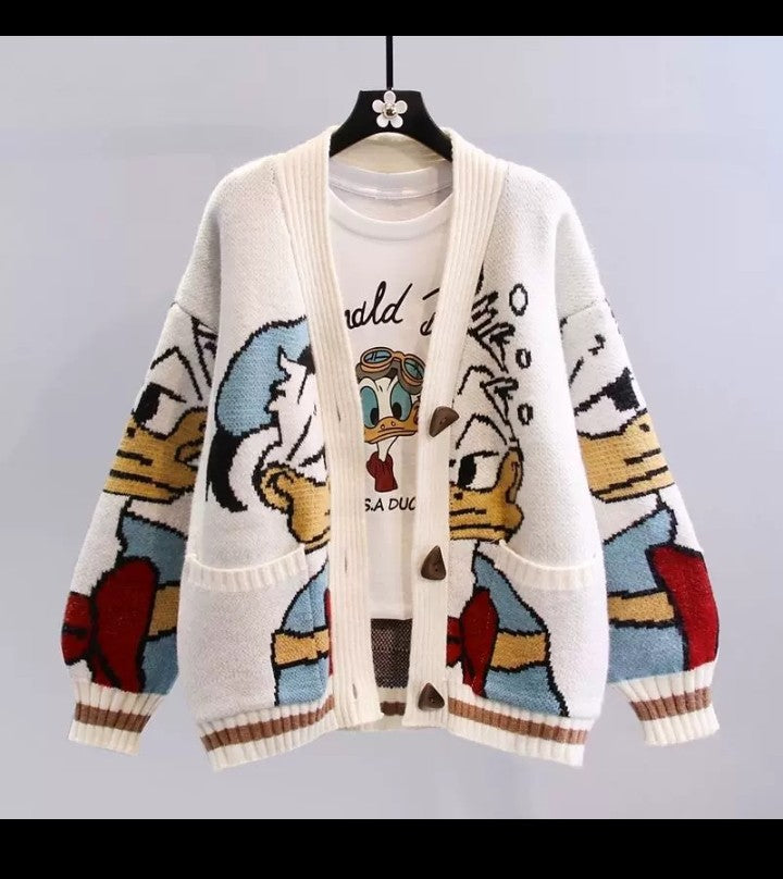 Lustige Strickjacke im Comic-Style