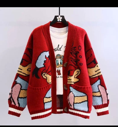 Lustige Strickjacke im Comic-Style