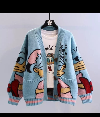 Lustige Strickjacke im Comic-Style