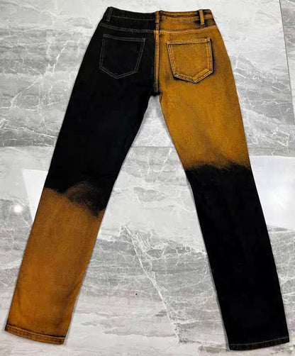 Zweifarbige Destroyed-Jeans im Bleach-Look“