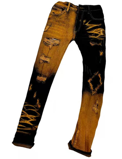 Zweifarbige Destroyed-Jeans im Bleach-Look“