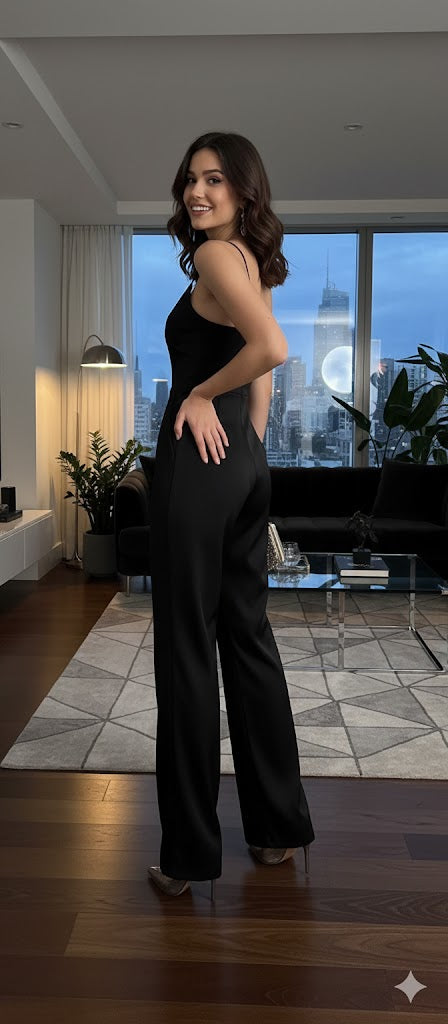 Abendlicher Einteiler in Schwarz